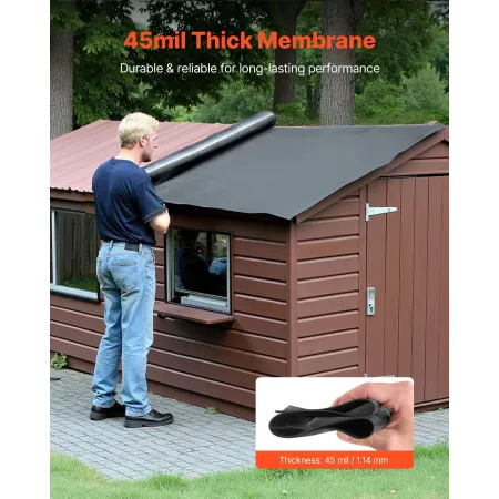 Roll Roofing, 15 x 20 ft, 45 mil EPDM Rubber Roofing, Long Lifespan & Weather-resistant, Withstands Harsh Temperatures, Flexible