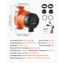 VEVOR LPS25-4BP/130 High Efficiency Circulator Pump, 42 LPM, 4 m Max Lift Cast Iron Hot Water Recirculating Circulation Pump, Th
