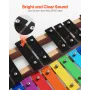 Glockenspiel Xylophone, 27 Notes, Professional Xylophone Percussion Instrument, with Colorful Metal Keys, Includes 4 Mallets, Ca