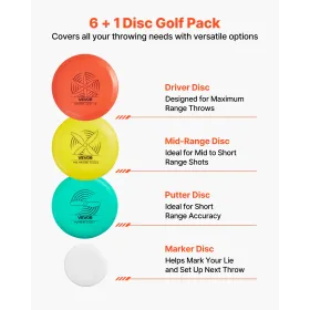 Disc Golf Sæt, 6 STK Flying Discs for begyndere, Disc Golf