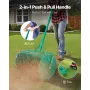 Compost Spreader, 24 in Wide Peat Moss Spreader with Push/Tow Handle, 4 Heights Adjustable, Powder-Coated Steel Garden Peat Moss