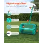 Compost Spreader, 24 in Wide Peat Moss Spreader with Push/Tow Handle, 4 Heights Adjustable, Powder-Coated Steel Garden Peat Moss