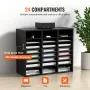 Wood Literature Organizer, 24 Compartments, File Sorter with Removable Shelves, Mailboxes Slot for Office Home Classroom Mailroo