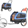Dog Bike Trailer, Supports up to 40 kg, 2-in-1 Pet Stroller Cart Bicycle Carrier for Small & Large Dogs, Easy Folding Frame with