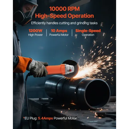 Angle Grinder, 127mm Electric Grinder Power Tool, 5.4Amps 10000RPM High-Speed Corded Angle Grinders with Adjustable Dust Guard f