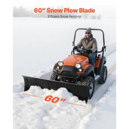 VEVOR Snow Plow Kit, 1524 mm Universal Snow Plow Attachment, Height & Left-Right Adjustable, Quick To Detach, Steel ATV Scrape B