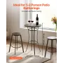 Outdoor Round Bar Table, 60 cm Counter Bar Height Bistro Table, Patio Dining Tables with Easy-to-Clean Top & Sturdy Metal Frame,