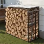 VEVOR Firewood Rack with Sloped Roof, 143cm Outdoor Firewood Holder, 1/4 Cord Log Storage Shed, 299kg Max Weight Capacity, Powde