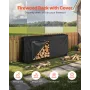 Firewood Rack with Waterproof Cover, 2.57m Outdoor Firewood Holder, 1/2 Cord Storage Metal Log Holder, 299kg Max Weight Capacity
