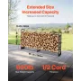 VEVOR Firewood Rack with Waterproof Cover, 2.57m Outdoor Firewood Holder, 1/2 Cord Storage Metal Log Holder, 299kg Max Weight Ca