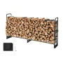 VEVOR Firewood Rack with Waterproof Cover, 2.57m Outdoor Firewood Holder, 1/2 Cord Storage Metal Log Holder, 299kg Max Weight Ca