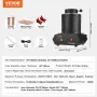 VEVOR Gold Melting Furnace, 1350W, 1150°C Max Temperature, Digital Electric Melting Furnace with 1 kg and 3 kg Ceramic Crucibles