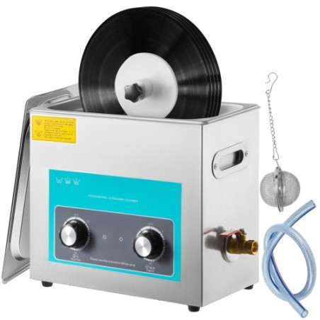 Ultrasonic Vinyl Record Cleaner 6L 40kHz Vinyl Ultrasonic Cleaning Machine Knob Control Record Ultrasonic Cleaner 4 Records