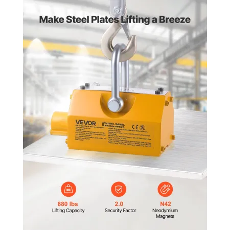 Permanent Magnetic Lifter, 400 kg Trækkapacitet, Heavy Duty N42
