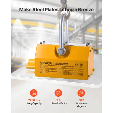 Permanent Magnetic Lifter, 1000 kg Trækkapacitet, Heavy Duty