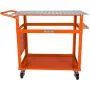 Welding Table 91.4 cm x 61 cm, 272 kg Load Capacity Steel Welding Workbench Table on Wheels, Portable Work Bench with Double-lay