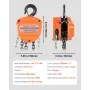 VEVOR Hand Chain Hoist, 1 Ton Capacity, Manual Chain Block with Upgrade G80 Galvanized Chain, 6 m Lifting Height, Heavy Duty Pul