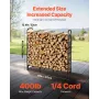 VEVOR Firewood Rack with Waterproof Cover, 1.22m Outdoor Firewood Holder, 1/4 Cord Storage Metal Log Holder, 400lb Max Weight Ca