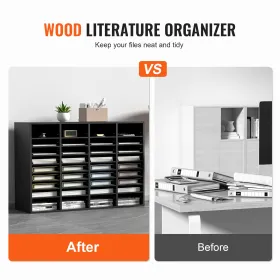 Wood Literature Organizer, 36 rum, filsortering med aftagelige hylder, postkasser slot til kontorets hjemmeklasselokale