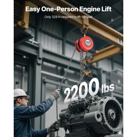 Hand Chain Hoist, 1 Ton Capacity, Manual Chain Block with Upgrade G70 Galvanized Chain, 3 m Lifting Height, Heavy Duty Pulley Ho