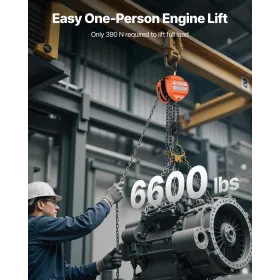 VEVOR Hand Chain Hoist, 3 Ton Capacity, Manual Chain Block with Upgrade G80 Galvanized Chain, 6 m Lifting Height, Heavy Duty Pul