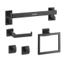 VEVOR Matte Black Bathroom Hardware Set, 5 Pieces Bathroom Accessories Set, Stainless Steel 16 inch Towel Bar, Towel Rack, 2 Rob