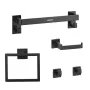 Matte Black Bathroom Hardware Set, 5 Pieces Bathroom Accessories Set, Stainless Steel 16 inch Towel Bar, Towel Rack, 2 Robe Towe