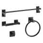 Matte Black Bathroom Hardware Set, 4 Pieces Stainless Steel Bathroom Accessories Set, 24-inch Towel Bar, Towel Ring, Robe Towel 