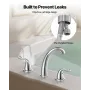 VEVOR Roman Tub Faucet, 3 Hole Waterfall Bathtub Faucet, Gooseneck Bath Tubs Faucets Set with 2 Handles, Deck Mount Bath Tub Fau