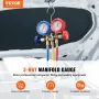 3-Way AC Diagnostic Manifold Gauge Set Fits for R134A, R22, R12, R502 Refrigerant, AC Gauge Set with 152 cm Hoses, Couplers, Can