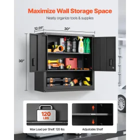 VEVOR Metal Wall Cabinet, 76.2W x 30.5D x 76.2H Inch, Steel Floating Hanging Storage Cabinet with Locking Doors and Adjustable S