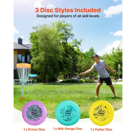 VEVOR Disc Golf Set, 3 Pack Disc Golf Starter Set, Beginners Flying Discs for Full-Body Strength Training, with Putter, Mid-Rang