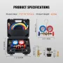 3-Way AC Diagnostic Manifold Gauge Set Fits for R134A, R22, R12, R502 Refrigerant, AC Gauge Set with 152 cm Hoses, Couplers, Can