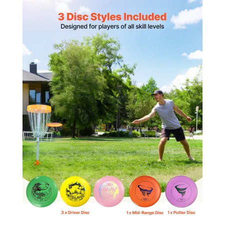 VEVOR Disc Golf Sæt, 5 STK Begyndere Flying Discs, Disc Golf Starter Sæt til styrketræning i hele kroppen, med putter, Mid-Range