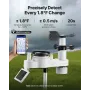 VEVOR 7-i-1 Wi-Fi-vejrstation med APP, 190,5 mm VA-skærm, trådløs solcelledrevet udendørssensor, regnmåler, indendørs udendørs