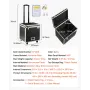 Portable File Storage Box, 395 x 320 x 380 mm Internal Chest Size, Locking Mobile Business Case with Telescopic Handle, Hand pul