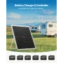 VEVOR 30W 12V Solar Panel Battery Charger, Solar Battery Trickle Charger Maintainer with Intelligent MPPT Controller & Adjustabl