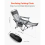 VEVOR Reclining Camping Chair, 4 Adjustable Positions, Portable Folding Lounger for Adults, Mesh Beach Chair with Headrest & Foo