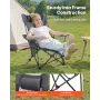 tilbagelænet campingstol, 4 justerbare positioner, bærbar