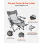 VEVOR Reclining Camping Chair, 4 Adjustable Positions, Portable Folding Lounger for Adults, Mesh Beach Chair with Headrest & Foo