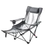 Reclining Camping Chair, 4 Adjustable Positions, Portable Folding Lounger for Adults, Mesh Beach Chair with Headrest & Foot Rest