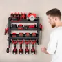 VEVOR Power Tool Organizer Vægmontering, 4-lags opbevaringsstativ med 4 boreholdere, værktøjsholder og opbevaringsstativ med