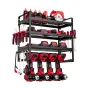 Power Tool Organizer Wall Mount, 4-Layer Storage Rack with 4 Drill Holders, Tools Holder and Storage Rack with Screwdriver Holde