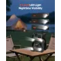 20000mAh Rechargeable Solar Fan with LED Lantern, 20 cm Portable Fan Cordless with 7W Foldable Solar Panel, 5-Speed & Timer & Qu