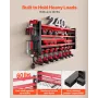 VEVOR Power Tool Organizer Wall Mount, 4-Layer Storage Rack with 8 Drill Holders, Tools Holder and Storage Rack with Side Pegboa