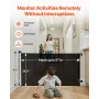 Retractable Baby Gate, Extends to 1450 mm Wide, 980 mm Tall, with Security Lock, Easy to Use, Walk Through Without Tripping, Mes