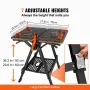 Folding Work Table, 2-in-1 as Sawhorse & Workbench, 453 kg Capacity, 7 Adjustable Heights, Steel Legs, Portable Foldable Tool St