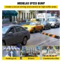 Rubber Traffic Calming Device, Single Unit with Dual Channels, 72" Length Modular Design Supports Up to 22000 LBS, Dimensions 72