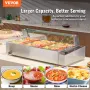 VEVOR Commercial Food Warmer, 1500W Electric Stainless Steel Steam Food Warmer with Glass Cover, 9-Pan Countertop Buffet Bain Ma