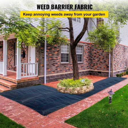 6.5FTx300FT Premium Weed Barrier Fabric Heavy Duty 3.2OZ, Woven Weed Control Fabric, High Permeability Good for Flower Bed,